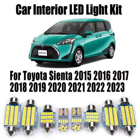 8Pcs LED Interior Dome Map Trunk Number Plate Light Kit Canbus For Toyota Sienta 2015- 2018 2019 202
