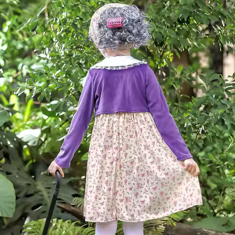 100 Days of School Costume Wig Accessories Outfit 100 Days of School Cosplay Set Old Lady Dress Up f