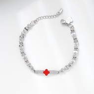 Hyl Jewelry 652B Gelang Titanium Wanita Bangle Bracelet Four Leaf Clover Terbaru Anti Karat Dan Ker