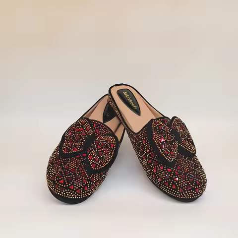 New Fashion Women Rhinestone Shoes Lady Half Slippers Women Mullers Shoes Beach Slippers Full Rhines