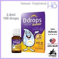 [USA] DDROPS Booster Liquid Vitamin D3 600 IU 100 drops for 1 year old and adult up to 70 years old 