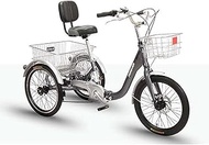 Tricycle Adult Three Wheel Bike Folding Adult Tricycle 7-Speed Three Wheel Cruiser Bike with Cargo Basket Low Step-Through Tricycle for Adults Women Men Seniors Exercise Shopping Cycling Pedalling