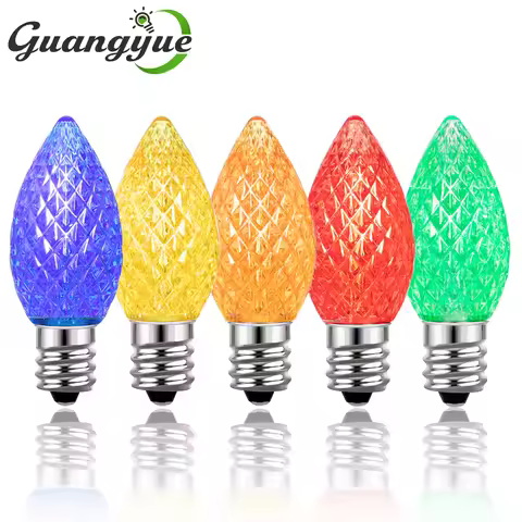 Multicolor C7 LED Light Bulbs 0.6W E12 Garden Decoration Night Lights Vintage Candle Lamps for C7 Ou