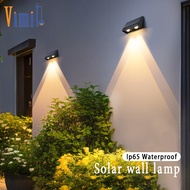 Vimite Solar Wall Lamp Outdoor IP65 Waterproof Night Induction Automatic Lighting Balcony Garden Villa Courtyard Warm Color Decoration Road Lighting Wall Washing Light