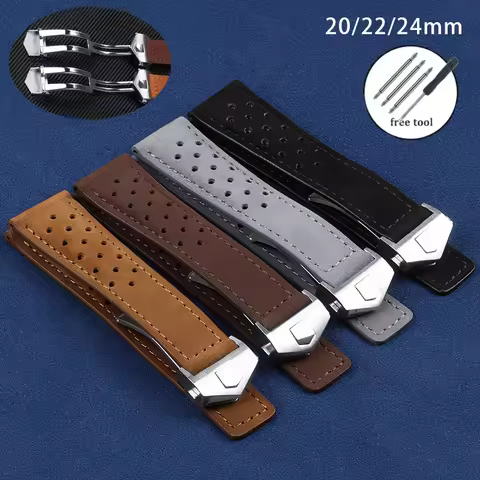 Genuine Leather Strap 20mm 22mm 24mm Cow Watch Band for Tag Heuer for Carrera Series Wristband Unive
