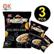 3pcs OK Redondoz round corn chips Mexican Barbecue Flavor and Bicol Express Flavor 60g