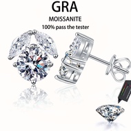 【 GRA Certificate Attached 】 2ct Moissanite Earrings, s925 Pure Silver Plated Platinum Fashion Flowe