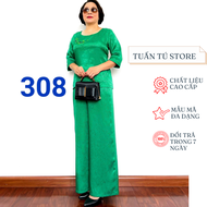 Bộ Lụa Gấm Cao Cấp Tay Lỡ Cho Mẹ Trung Niên Đủ Size Từ 45kg Tới 68kg - Tuấn Tú Store