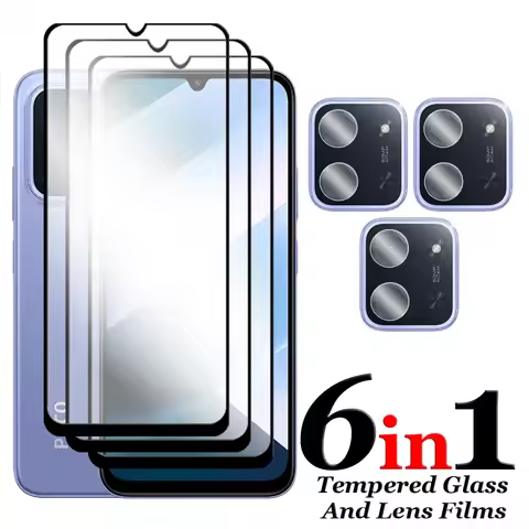 6in1 For Poco C85 Glass For Poco C85 Tempered Glass 2.5D Full Cover Glue Screen Protector For Poco C