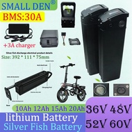 New 36V 48V 52V 60V 10Ah 12Ah 15Ah 20Ah Lithium Battery Silver Fish Large Capacity DIY Electric Scoo