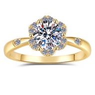 D Color 0.5ct 1ct Moissanite Bridal Bouquet Ring S925 Sterling Silver Plated with 18K Gold Rings for