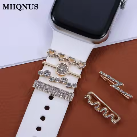 Metal Charms Decorative Ring For Apple Watch Band Diamond Ornament Smart Watch Silicone Strap Access