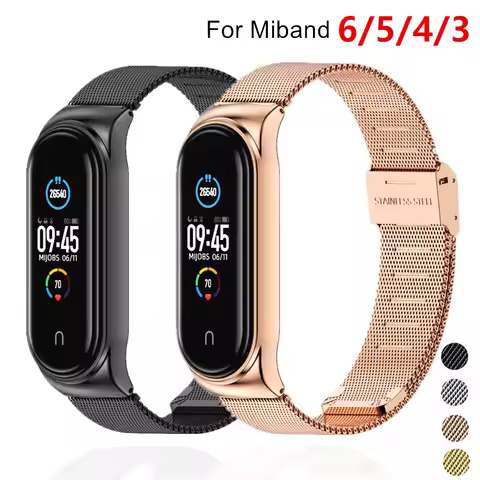 Stainless Steel Sports Strap For Xiaomi Mi Band 6 5 4 Smartwatch Bracelet Smart band Rose Gold For M