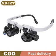 Glasses Magnifier With LED Light 8X 15X 23X Watchmaker Jeweler Loupe