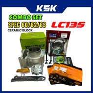 COMBO LC135 SPEC 60MM 62MM 63MM TAIKOM RACING CERAMIC BLOCK PISTON VALVE GASKET TIMING CHAIN LC