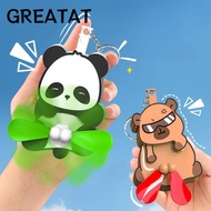 GREATAT Cartoon Keychain, Capybara Egg Fan Keychain Upgrade Egg Cat Keychain, Double-leaf Push Bag A