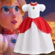 MQATZ ชุดการเล่นบทบาทชุดเจ้าหญิงคอสเพลย์พีชแฟนซีเด็กผู้หญิง ASMR059เสื้อผ้าสำหรับงานปาร์ตี้วันเกิด