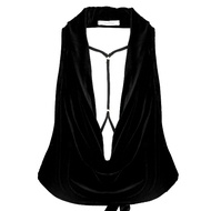 Annebra เสื้อครอป เสื้อแขนกุด ทรงคอคล้อง เปิดหลัง ผ้ากำมะหยี่ Velvet Halter Neck Crop Top รุ่น AH4-1