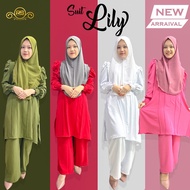 SUIT LILY BAJU MUSLIMAH l SUIT PREMIUM IRON LESS SUIT SERRA KAIN CEY ITALIAN CREPE  l VIRAL l BAJU R