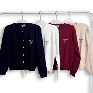 BYNADS WEAR | Basic Cardigan Thick Coquette RibbonWanita Premium Viscose Long Sleeve Outer Top Gold 