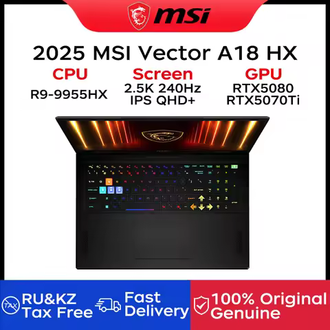 2025 MSI Vector A18 HX Gaming Laptop 18 Inch 2.5K 240Hz QHD Screen Notebook AMD Ryzen R9-9955HX 64GB