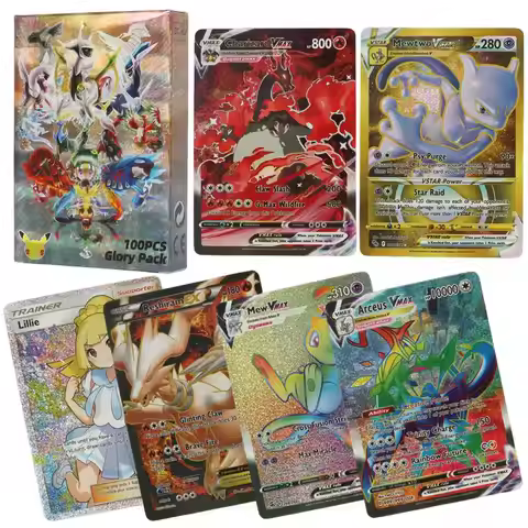 60-100Pcs English Pokemon Cards Holographic EX Vstar Vmax GX Letter Rainbow Arceus Shiny Charizard M