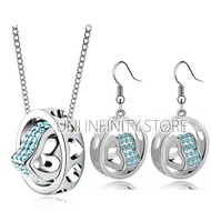 JWJS0002 One Set of Women's Jewelry Crystal Necklace & Earrings Love Jewel Birthday Gift