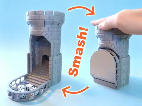 3D Printed Collapsible Smash Castle Dice Tower Model Tabletop RPG Board Game Dice Rolling Tower Tabl