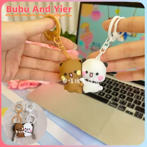 Panda Bubu And Yier Magnetic Hug Keychain Cartoon Panda Bubu And Dudu Magnetic Pendant Keychain Back