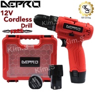 Kim.S DEPRO 12V Cordless Drill With Multi Tool Box Red Bor Kayu Besi Bosch Milwaukee Worx Mark X Wood DCA Power Battery