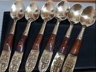 早期 古董收藏 SIAM NICKEL BRONZE  純銅製 紫檀木 湯匙（ 一支價）