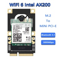 Mini PCI-E Wifi 6อะแดปเตอร์ Intel AX200 Wifi การ์ดเครือข่ายไร้สาย2400Mbps Bluetooth 5.0 AX200NGW 802