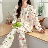 Air Cotton Maternity Nightgown กับ Pad หน้าอกสําหรับพยาบาลสตรีหลังคลอดเสื้อผ้าฤดูใบไม้ร่วงฤดูหนาวชุด