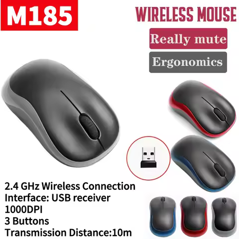1PCS M185 2.4G USB Wireless Mouse 1000 DPI Optical Computer PC Gaming Mice