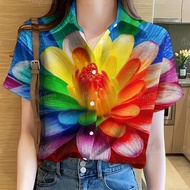 2568 เสื้อลายดอกสงกรานต์ เสื้อเทศกาล เสื้อสงกรานต์ เสื้อลายดอกไม้สีสดใส เสื้อแฟชั่นสตรี เสื้อทีม เสื
