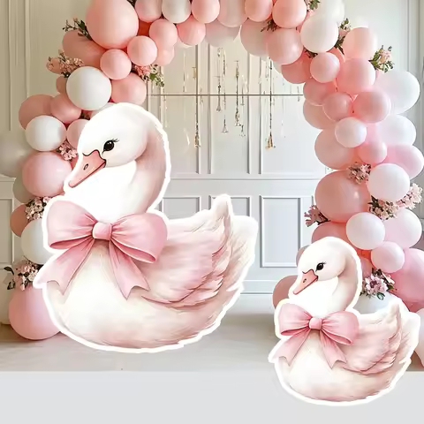 60cm/90cm Pink Swan Cutout Girl Baby Shower Backdrop Stand Up Props Table Centerpieces Nursery Decor