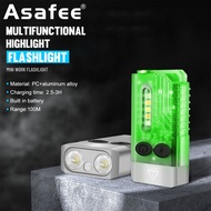 Asafee V10 Fluorescence 1000LM EDC Mini Flashlight IPX4 Waterproof 100M Range Type-c USB Rechargeabl