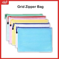 Zipper Beg A4 /Grid Transparent Zipper Beg A4/A3/A5/A6Random Colour