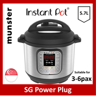 Instant Pot Classic Duo 60 V2 7-in-1 Electric Pressure Cooker, 6Qt, 5.7L, 1000W, Brushed Stainless Steel/Black, 220-240V, Stainless Steel Inner Pot, SG 3-pin Plug Instantpot