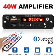 40W Amplifier MP3 Decoder Board DC 12V 18V Bluetooth 5.0 MP3 Player Car FM Radio Module Music Audio Recording Call for Speaker
