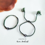 HIJAU Army Green Twisted Rope Initial Bracelet // Army Green Letter Custom Rope Bracelet