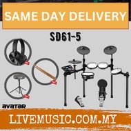 AVATAR SD61-5 8-Piece Mesh Kit Electric Drum Set With Drum Throne, Headphone And Drumstick ( SD615 /