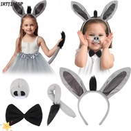IRTJIFSSP 4PCS Donkey Costume Set, Animal Funny Donkey Headband,  Bow Tie Tail Nose Donkey Ears Head