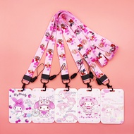 Sanrio ผู้ถือป้ายคล้องพวงกุญแจ My Melody ซองใส่บัตรสายคล้องคอสายคล้องบัตรพนักงานสำหรับกุญแจโทรศัพท์ DIY แขวนเชือก