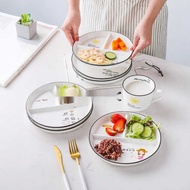 Compartment 211 Fat-Reducing Dinner Plate Household Breakfast Tableware Children's Ceramic Quantitat