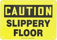 Accuform MSTF625VA Aluminum Safety Sign, Legend "CAUTION SLIPPERY FLOOR", 7" Length x 10" Width, Bla