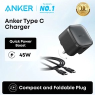 Pengecas Anker Nano 45W Jenis C Pengecasan Pantas Kompak dan Boleh Dilipat Blok Pengecas USB C yang 
