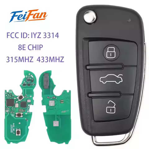 FeiFan Remote Car Key 315MHZ 434MHZ FSK 8E Chip For AUDI A6 S6 Q7 2004-2015 Fob FCCID: IYZ 3314 4F08