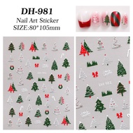 Christmas Nail Art Sticker 3D Red Santa Snowflake Elk Penguin Holly Winter Decal Slider New Year DIY