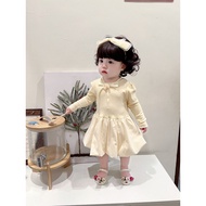 Tinywiny long-sleeved dress with cute pumpkin bow for girls G48